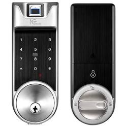 NGTeco Smart Lock,Fingerprint Keyless Entry Door Lock Deadbolt Bluetooth Biometric Electronic with Touchscreen Keypad Auto Lock APP Control with Cards Keys for Rental House Garage, No Drilling