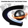 Magnetic Levitating Globe with LED Light, 3 C Shape Base Floating Globes, Rotating World Map, Cool Tech Gift for Men Father Boys, Birthday Gifts for Kids, Desk Gadget Decor in Home (Sliver)