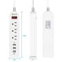 Power Strip Surge Protector 3 AC Outlets with 3 USB Ports (5V/2.4Ax3), HITRENDS Outlet Strip with USB Charger, Extension Board with 5ft Extension Cord for Indoor, White
