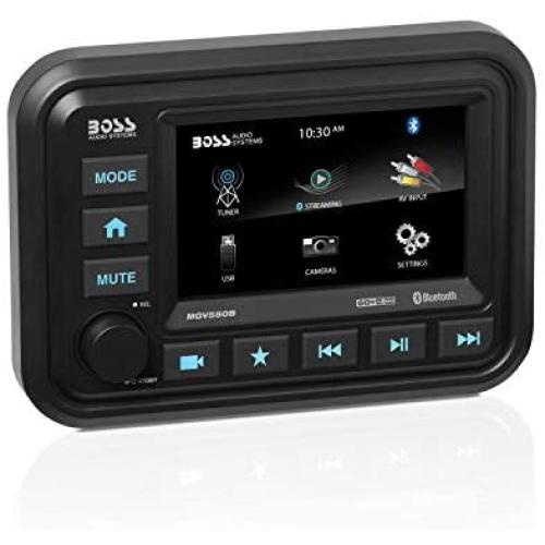 BOSS Audio Systems MGV550B Marine Gauge Receiver - Weatherproof, 5 Inch Touchscreen, Built-in Amplifier, Bluetooth, Digital Media MP3 Player, No CD Player, USB Port, AM/FM Radio