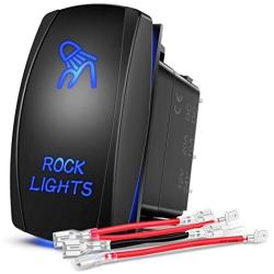 Nilight - 90008B Rock Lights Rocker Switch LED Light Bar 5Pin Laser On/Off LED Light 20A/12V 10A/24V Switch jumper wires set for Jeep Boat Trucks,2 years Warranty