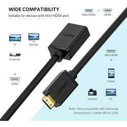 UGREEN Mini HDMI Adapter Mini HDMI to HDMI Female Cable Adapter 4K Compatible for Raspberry Pi Zero W DSLR Camera Camcorder Graphics Video Card Laptop Pico Projector Tablet 8 Inch