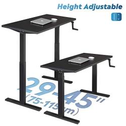 DEVAISE Adjustable Height Standing Desk, 47 inch Sit to Stand Up Desk Workstaion with Crank Handle for Office Home, Black
