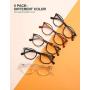 SKYWAY 5 Pack Blue Light Blocking Reading Glasses, Stylish Retro Computer Gaming Eyeglasses Women Men Spring Hinges Reader Lightweight Anti Glare（4.0X）