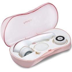 Waterproof Facial Cleansing Spin Brush Set with 3 Exfoliating Brush Heads - Complete Face Spa System by Fancii - Advanced Microdermabrasion for Gentle Exfoliation and Deep Scrubbing (Blush)