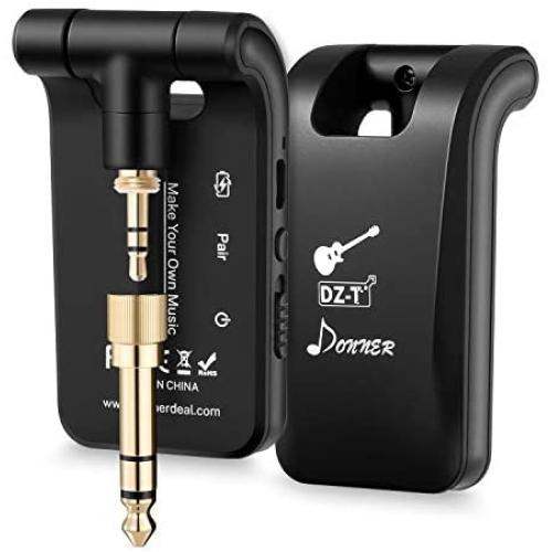 Donner Wireless Guitar Transmitter Receiver, 2.4GHZ Wireless Guitar System Stereo 1/4” & 1/8” 2 in 1 Plugs Rechargeable 6 Channels for Electric Guitar, Bass, Violin (Original Series Zero2)