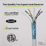 trueCABLE Cat6 Shielded Riser (CMR), 1000ft, White, 23AWG Solid Bare Copper, 550MHz, ETL Listed, Overall Foil Shield (FTP), Bulk Ethernet Cable