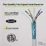 trueCABLE Cat6 Shielded Riser (CMR), 1000ft, White, 23AWG Solid Bare Copper, 550MHz, ETL Listed, Overall Foil Shield (FTP), Bulk Ethernet Cable