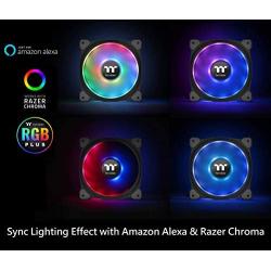 Thermaltake Riing Duo 140mm 16.8 Million RGB Color (Alexa, Razer Chroma) Software Enabled 2 Light Rings 18 Addressable LED 9 Blades Hydraulic Bearing Case/Radiator Fan, 3 Pack, CL-F078-PL14SW-A