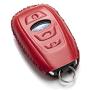Vitodeco Leather Keyless Remote Smart Key Fob Case Cover with a Key Chain for 2014-2021 Subaru Forester, Impreza, Outback, WRX, BRZ, XV Crosstrek (4-Button, Red)