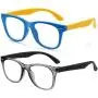 Zasun Kids Blue Light Blocking Glasses 2 Pack, UV Protection & Anti Eyestrain Computer Video Gaming Glasses for Kids Boys Girls Age 3-12 (Blue Yellow +Transparent Black)