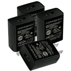 HomeSpot UL-Listed Universal US 5V1A USB Wall Charger Plug in-Door Power AC Adapter for Travel Office Home Use - 4 Pack