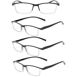 JENRICH 4 Pairs Reading Glasses - Quality Readers for Men and Women, Blue Light Blocking Glasses , HD Reading Glasses, Fashion Readers Spring Hinge, Reading Glasses Women,Computer Glasses