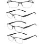 JENRICH 4 Pairs Reading Glasses - Quality Readers for Men and Women, Blue Light Blocking Glasses , HD Reading Glasses, Fashion Readers Spring Hinge, Reading Glasses Women,Computer Glasses