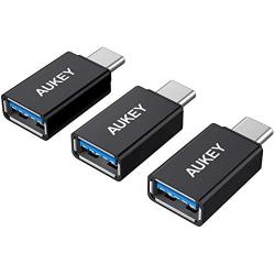 AUKEY USB C Adapter, [3 Pack] USB C to USB 3.0 Adapter Compatible with MacBook Pro 2017/2016 , Google Chromebook Pixelbook , Samsung Galaxy S9 S8 S8+ Note8, Google Pixel 2/2XL - Black