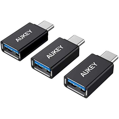 AUKEY USB C Adapter, [3 Pack] USB C to USB 3.0 Adapter Compatible with MacBook Pro 2017/2016 , Google Chromebook Pixelbook , Samsung Galaxy S9 S8 S8+ Note8, Google Pixel 2/2XL - Black