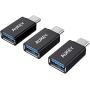 AUKEY USB C Adapter, [3 Pack] USB C to USB 3.0 Adapter Compatible with MacBook Pro 2017/2016 , Google Chromebook Pixelbook , Samsung Galaxy S9 S8 S8+ Note8, Google Pixel 2/2XL - Black