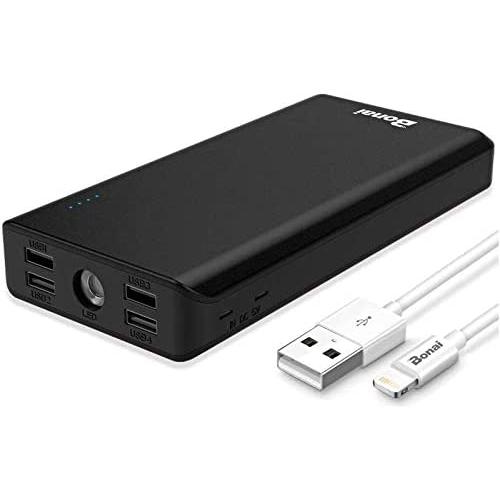 BONAI Portable Charger 30000mAh, (Huge Capacity)(Flashlight)(Outdoor) 5.6A Output External Battery Pack, 4A Input High-Speed Charging Technology, Power Bank Compatible with iPhone iPad Samsung-Black