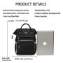 HLMBB Diaper Bag Backpack, Large Capacity for Baby Multifunction Waterproof USB Port (1.Black)