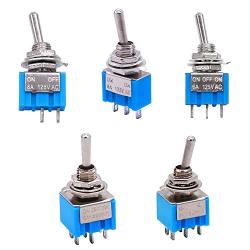 Taiss 500PCS 6A 125V Mini Miniature Toggle Switch 100pcs Each for mts-101, mts-202, mts-102, mts-103, and mts-203