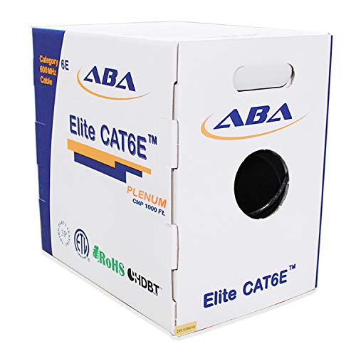 Cat6 Plenum CMP (Cat6e), Ethernet Cable 1000ft, 23AWG UTP, 600MHz, Solid Bare Copper, UL Certified, w/Spline, Easy Pull (Reelex II), Networking Cable