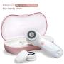 Waterproof Facial Cleansing Spin Brush Set with 3 Exfoliating Brush Heads - Complete Face Spa System by Fancii - Advanced Microdermabrasion for Gentle Exfoliation and Deep Scrubbing (Blush)