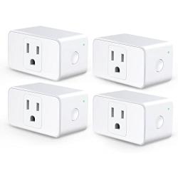 Meross WiFi Smart Plug Mini, 16 Amp & Reliable WiFi Connection Powered by Mediatek Chipset, Support Alexa, Google Assistant and SmartThings, Remote Control, Timer, Occupies Only One Socket, 4 Pack
