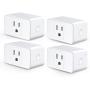 Meross WiFi Smart Plug Mini, 16 Amp & Reliable WiFi Connection Powered by Mediatek Chipset, Support Alexa, Google Assistant and SmartThings, Remote Control, Timer, Occupies Only One Socket, 4 Pack