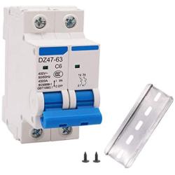 smseace Miniature Circuit Breaker Low Voltage 6A 400V 2 Poles DIN Rail Installation DZ47-63 C6
