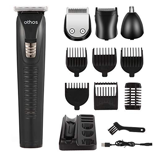 Othos Multi-functional Electric grooming Hair Clipper Beard Trimmers Shaver Kit for Men Shaver Mustache Hair Face Nose Body Ear trimmers set USB Charging Rechargeable Lithium Battery Cordless Stand