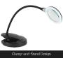 Brightech Lightview Magnifying Glass & Bright LED Lamp with Stand, Clamp - Lighted Glass Magnifier with USB Charging Port (Enjoy Music As You Work) – Dimmable Light for Reading, Crafts – 1.75x - Black