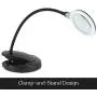 Brightech Lightview Magnifying Glass & Bright LED Lamp with Stand, Clamp - Lighted Glass Magnifier with USB Charging Port (Enjoy Music As You Work) – Dimmable Light for Reading, Crafts – 1.75x - Black