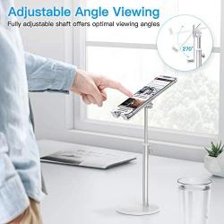 Cell Phone Stand, OMOTON Angle Height Adjustable Phone Stand, Aluminum Desktop Phone Holder Dock Stand for Desk, Compatible with iPhone 11/Xr/Xs Max, All Smartphones and All Tablets(4-11), Silver