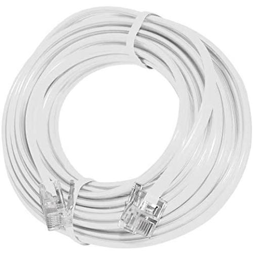 15 Feet Telephone Extension Cord Cable Line Wire, White RJ-11 by True Decor