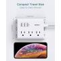 Power Strip with USB, Addtam ETL Certificate Flat Plug Extension Cord with 3 USB Ports, 3 Widely Spaced Outlets, 5 Feet Braided Cord, Desktop Small Travel Power Strip for Cruise Ship, Home, Office