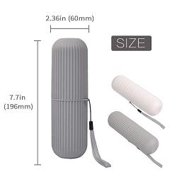 Travel Toothbrush Case and Carrier, 2 PCS Portable Business Trips Wash Cup Holder Organizer for Trips and Daily Use (Grey+White)