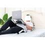 Ergonomic Portable Laptop Stand Table Desk Foldable Lap Tray for Bed Sofa Fully Adjustable Height and Angle Laptop Riser with USB Fans for Work from Home or Travel(Silver)