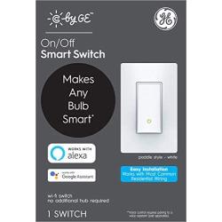 C by GE 3-Wire On/Off Paddle Style Smart Switch, Alexa and Google Home Compatible Without Hub, Smart Switch No Neutral Required, Bluetooth/WiFi Switch, Single-Pole/3-Way Smart Switch, White, 1-Pack