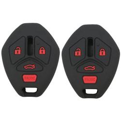 2Pcs Coolbestda Rubber Key Fob Skin Cover Case Protector Keyless Jacket Remote Holder for Mitsubishi Eclipse 2006-2012 Endeavor 2006-2011 Galant 2006-2012 Lancer Outlander 2007-2013