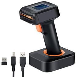Tera 1D 2D QR Barcode Scanner Wireless with Display Screen, Charging Base, Works with Bluetooth and 2.4G Wireless, 2200mAh Battery Handheld Barcode Scanner for Supermarket, Warehouse, Library