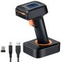 Tera 1D 2D QR Barcode Scanner Wireless with Display Screen, Charging Base, Works with Bluetooth and 2.4G Wireless, 2200mAh Battery Handheld Barcode Scanner for Supermarket, Warehouse, Library