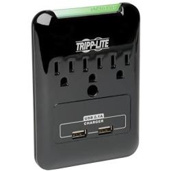 Tripp Lite 3 Outlet Portable Surge Protector Power Strip, Direct Plug in, 2 USB, & $5,000 Insurance (SK30USB) Black