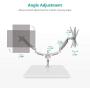 WALI Premium Dual Monitor Desk Mount LCD LED Flat Curved Screen Fully Adjustable Gas Spring Stand for Display 17-32 Inch, 19.8lbs Weight Capacity (GSDM002S), Metallic Grey