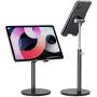 Cell Phone Stand, OMOTON Angle Height Adjustable Phone Stand, Aluminum Desktop Phone Holder Dock Stand for Desk, Compatible with iPhone 11/Xr/Xs Max, All Smartphones and All Tablets(4-11), Black