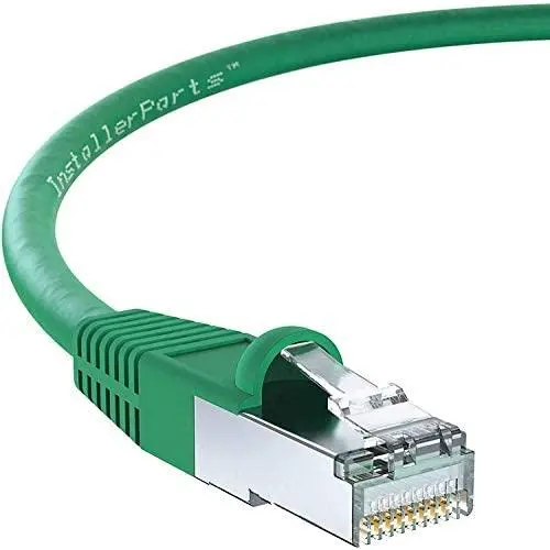 InstallerParts (10 Pack) Ethernet Cable CAT6 Cable Shielded (SSTP/SFTP) Booted 3 FT - Green - Professional Series - 10Gigabit/Sec Network/High Speed Internet Cable, 550MHZ