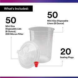 3M PPS (Original Series) Paint Spray Gun Cup Lids and Liners Kit, 16114, Mini, 6 oz, 200-micron Filter, Use w/ Paint Gun for Cars, Furniture, Home, 50 Disposable Lids and Liners, 20 Sealing Plugs