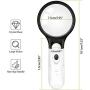 HunterBee Lightweight 3LED Lighted Handheld Magnifier, 3 × 45 × High Magnifier for Reading, Appreciation of Jewelry, Stamps, Coins, Electronic Maintenance, Handicraft and Hobby