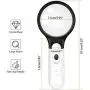 HunterBee Lightweight 3LED Lighted Handheld Magnifier, 3 × 45 × High Magnifier for Reading, Appreciation of Jewelry, Stamps, Coins, Electronic Maintenance, Handicraft and Hobby