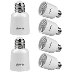 DiCUNO E26 to E39 Adapter, Medium E26 to Mogul E39 Screw Base Light Bulb Socket Converter, Maximum 300W and 165℃ Heat Resistant 6Pcs