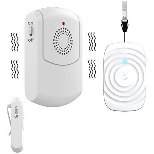 Caregiver Pager Wireless Call Button System Personal Alert Panic Button for Home Elderly Patient Nurses Seniors Disabilities (1 Receiver+1Button)